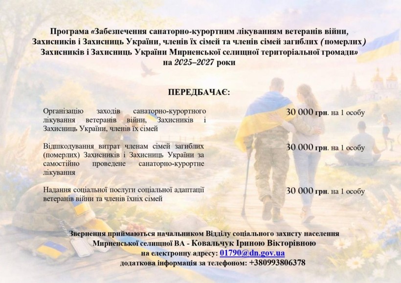 Фінансова та соціальна підтримка Захисників і їхніх родин: нові можливості для мешканців Мирненської громади