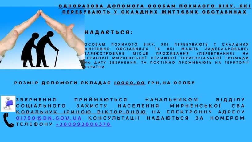Одноразова допомога особам похилого віку, які перебувають у складних життєвих обставинах